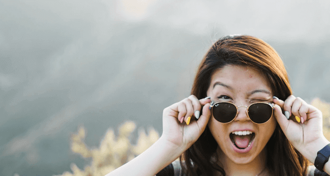 Woman surprised with her french kiss.